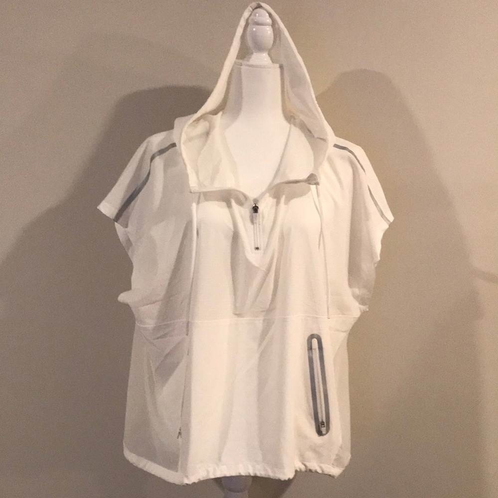 White Fabletics Active Zip Front Hoodie